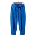 thumbnail image 6 of XuJwPNcy Mens Pants Lightweight Fashion Harem Pants Soft Tie Side Trousers with Pockets Loose Casual Outfit Clothing(Blue,Small), 6 of 7