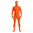 thumbnail image 4 of Orange Zentai Bodysuit Costume, Full Body Second Skin Suit Halloween Cosplay Jumpsuit with Open Face Hood, 4 of 8