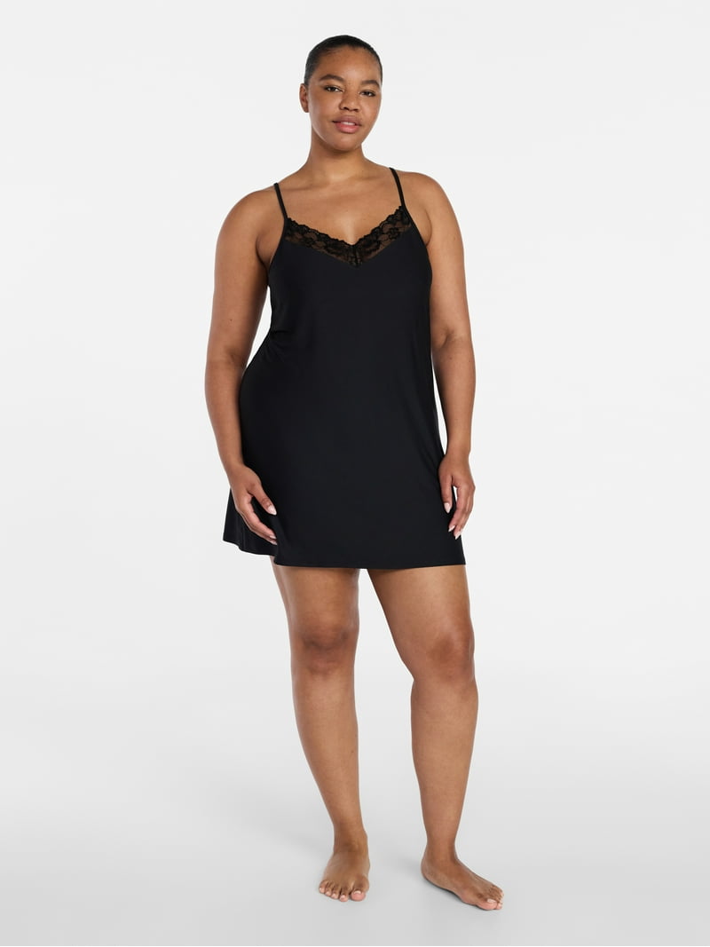 Joyspun Women's Dreamy Soft Collection Lace Front Knit Chemise