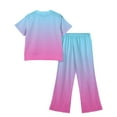 thumbnail image 3 of Abcomgle Girls Lounge Sets Size 7-8 Girls 2 Piece Outfits Gradient Short Sleeve T Shirts and Wide Leg Pants Set Cute Trendy Girls Lounge Set,5-6 Years, 3 of 4