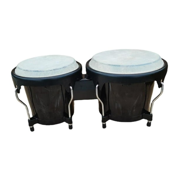 Juego de batería Bongo de percusión, bongó de 6'' y 7'', afinable, hecho a mano, portátil, música Negro