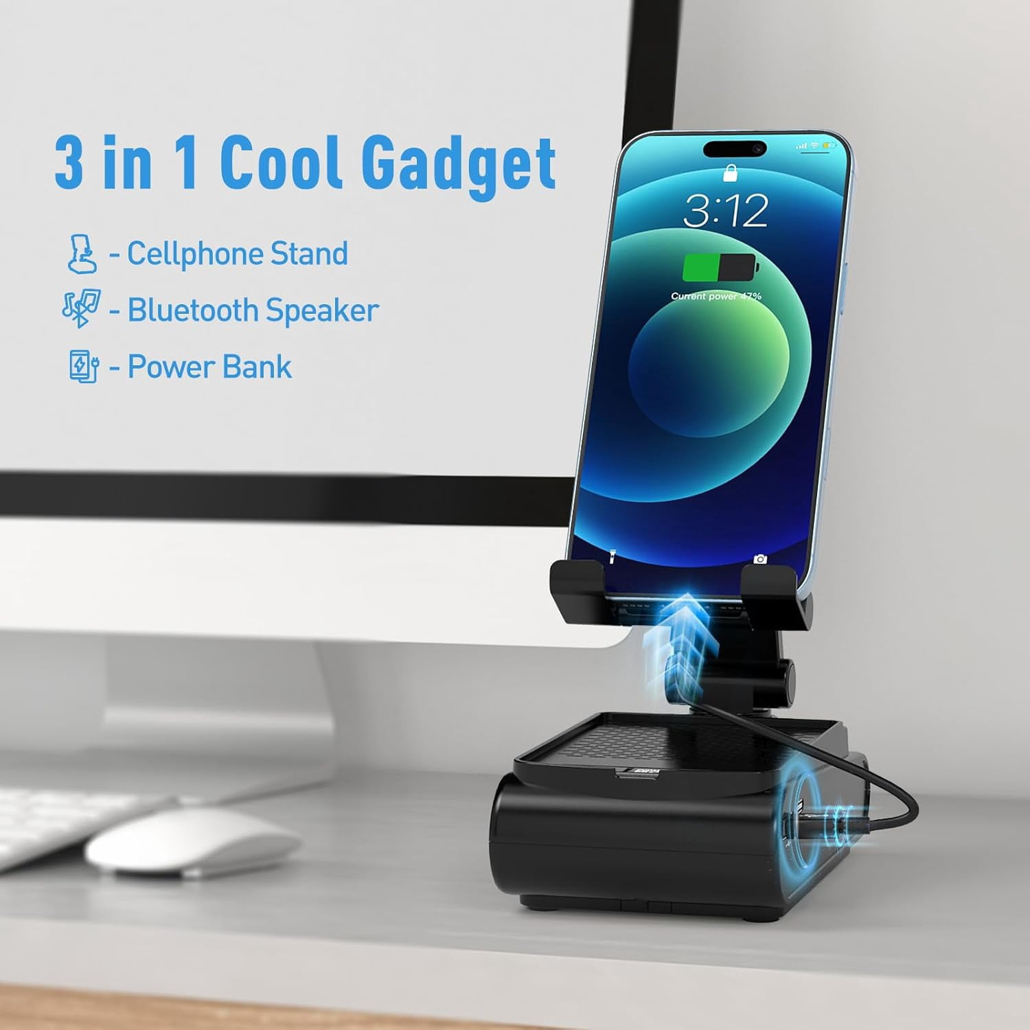 Pcs Wireless Bluetooth Speaker Cell Phone Stand - Unique Gifts for Men/Teens, White Elephant Stocking Stuffers