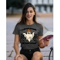 thumbnail image 2 of I Ghost People All Year Funny Halloween Skater Women's T-shirt, 3XL, Charcoal, 2 of 6