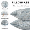thumbnail image 5 of Throw Pillow Covers 18x18 Inch Set of 2, Blue Boho Waterproof Outdoor Pillow Covers, Farmhouse Pastoral Bohemia Luxury Patterned Decorative Cushion Pillowcases for Couch, Sofa, Bed, Garden, Patio, 5 of 9