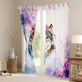 thumbnail image 3 of Erosebridal Watercolor Wolf with Rose Crown Print Curtains Pack of 2 (42x84 Each), Floral Wildlife Curtains Blackout for Women, 3 of 6