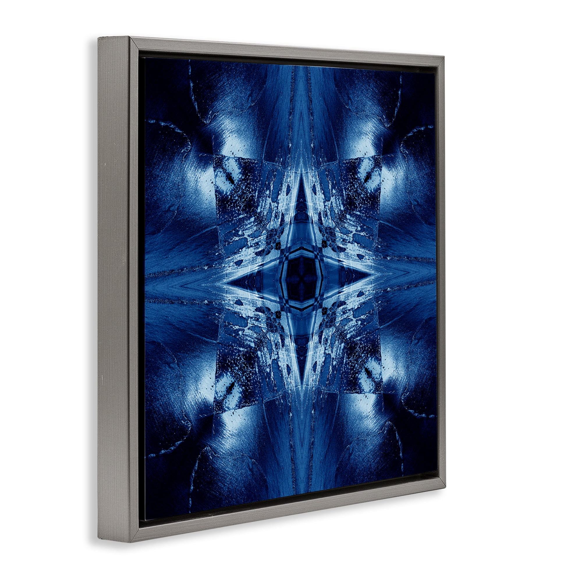 Stupell Industries Dark Mirrored Mosaic Abstract Painting Gray Floater Framed Canvas Art Print Wall Art, 18 x 18