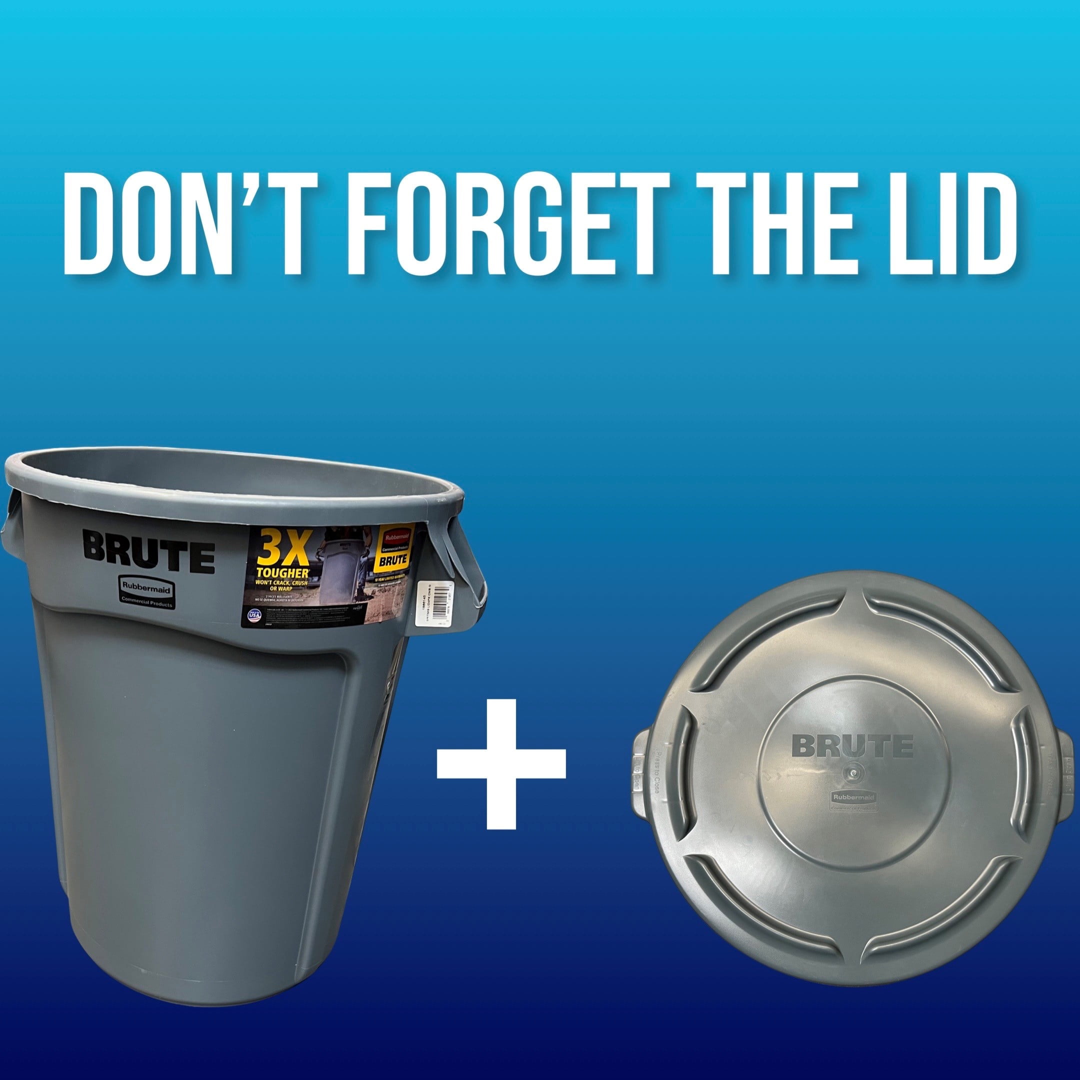 Rubbermaid Commercial Products Brute 32 Gal. Gray Round Vented Trash Can Lid  FG263100GRAY - The Home Depot