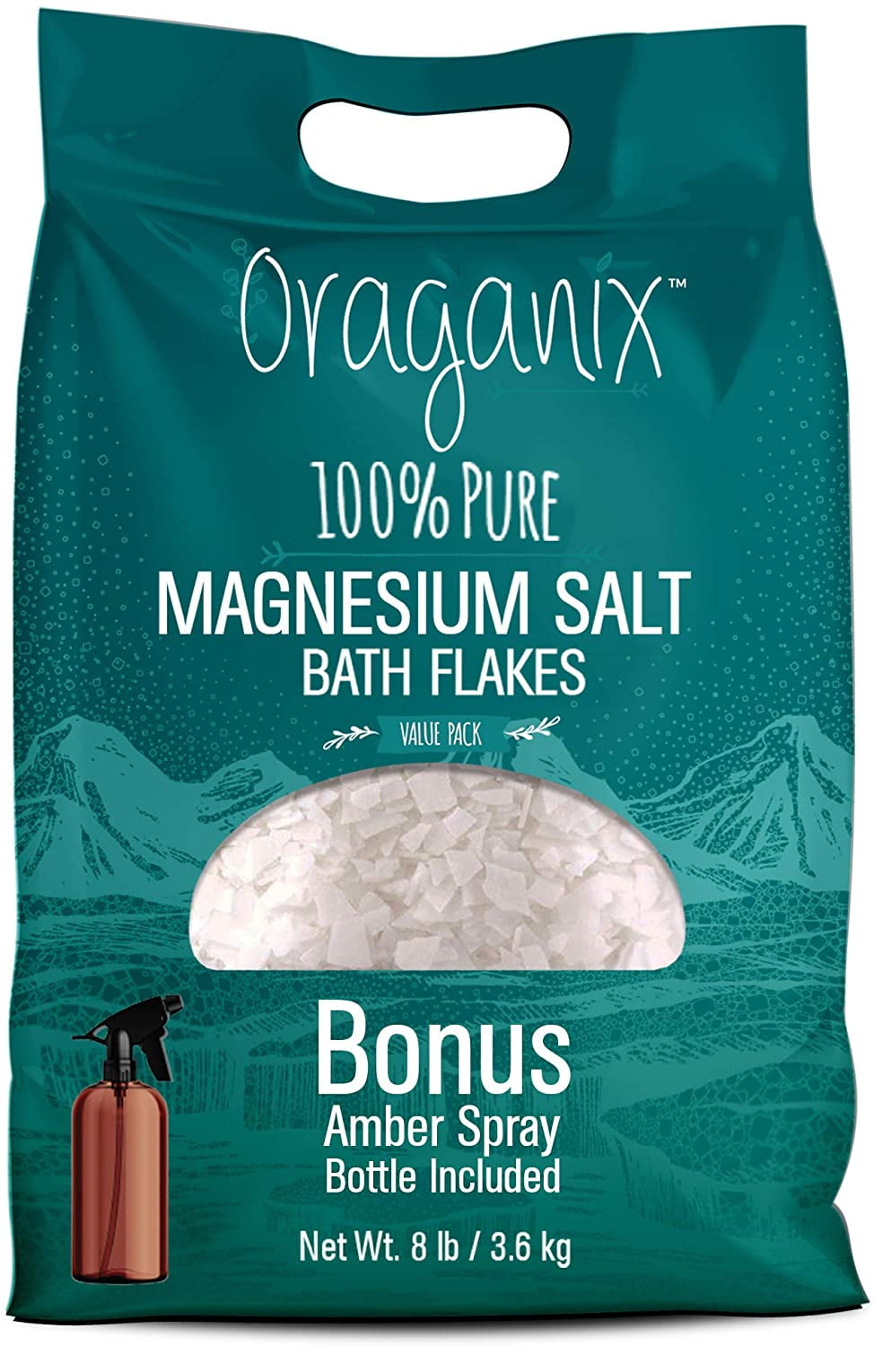 Oraganix 100 Pure Magnesium Bath Salt Flakes for Muscle Relief Bath