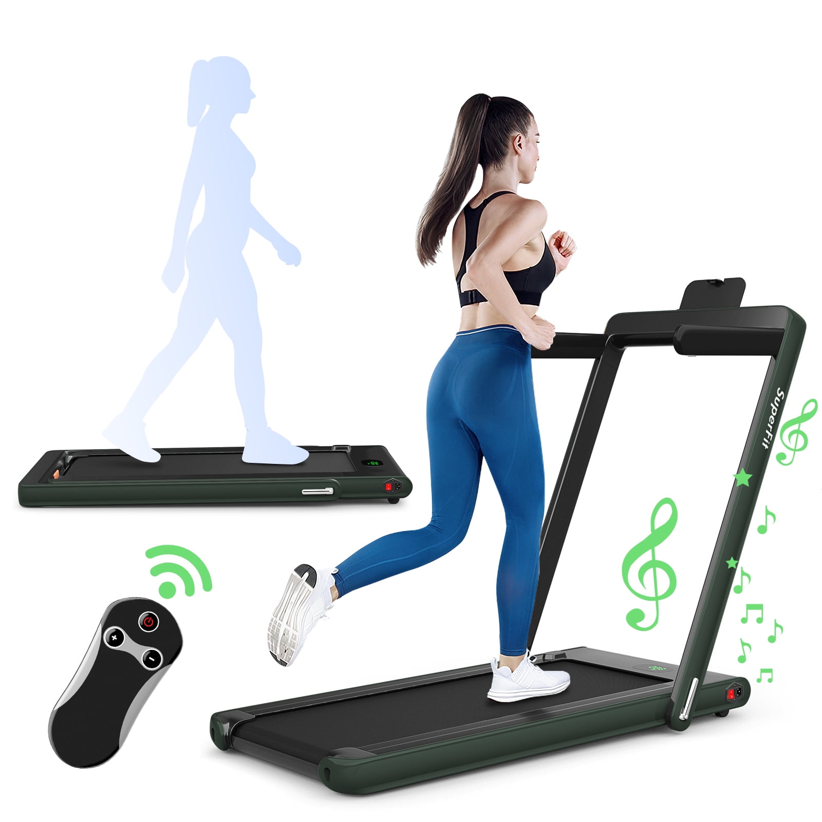 2.25HP 2 in 1 Folding Treadmill with bluetooth Speaker Remote Control