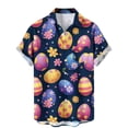thumbnail image 3 of YueHuiYing Men's Lapel Easter Print Short-Sleeve Button-Down Cardigan with Pockets Lightweight Soft Casual Vacation Holiday Wear, 3 of 3