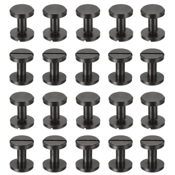 25 Sets Chicago Screws, 8mm L Brass Chicago Screw Binding Post Screw Rivets for Leather Belt Scrapbook, Black