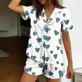 thumbnail image 6 of Bxsruta Women's 2 Piece Short Sleeve Button Front Pajama Set Collared Top Elastic Waist Shorts Soft Breathable Loose Fit Stretchy Lightweight Fabric Casual Loungewear Sleepwear, 6 of 7