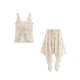 thumbnail image 2 of HH TRAF Verano Mujer Nuevo Traje de Falda Escote en V Lazo Estampado Decorativo Espalda descubierta Top Corto + Falda Asimétrica Plisada de Cintura Media Mujer, 2 of 5