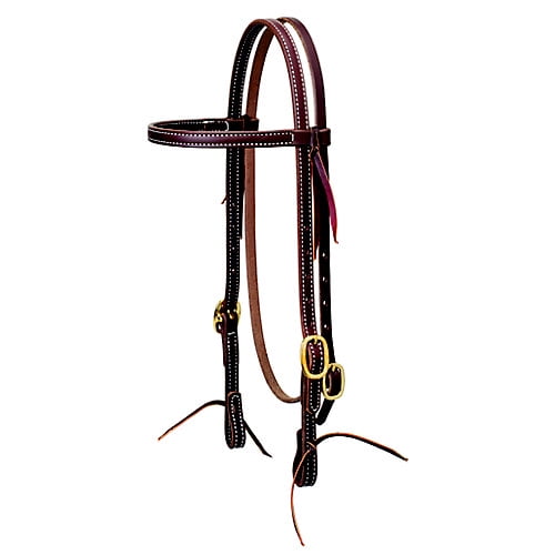 5/8" Weaver Working Cowboy Browband Horse Leather Headstall Solid Brass