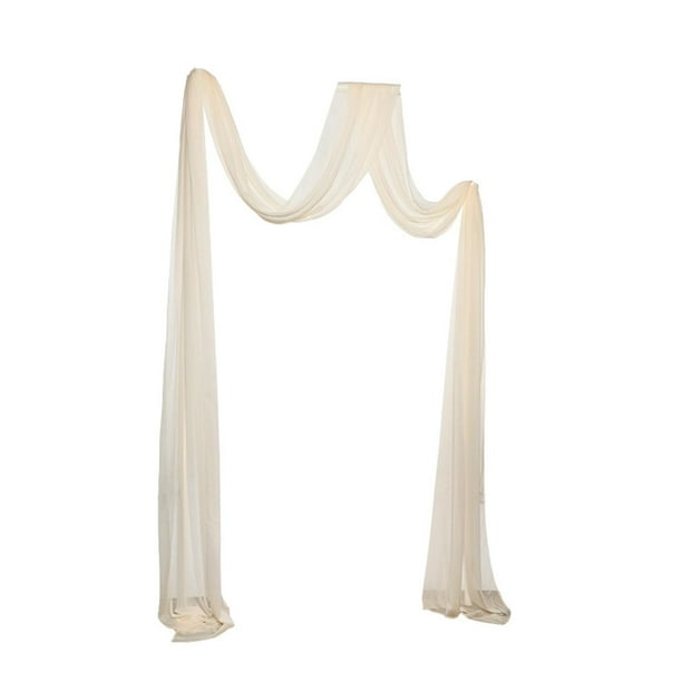 Cortina de fondo transparente con diseño de arco para bodas, ideal para ceremonias, recepciones y fotos. Beige Blanco