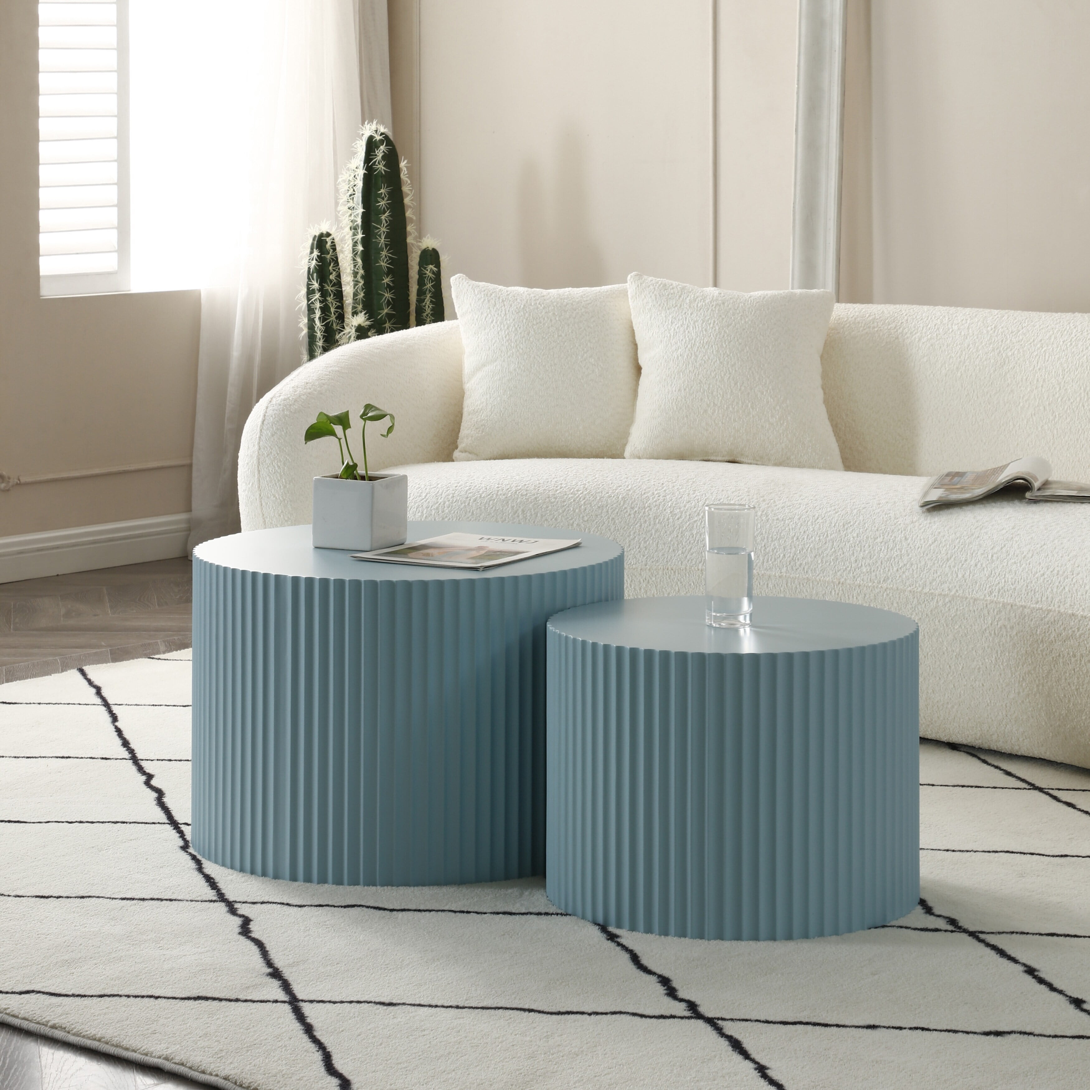 End table Modern Round Accent Nesting Side Coffee Table Set (Set of 2