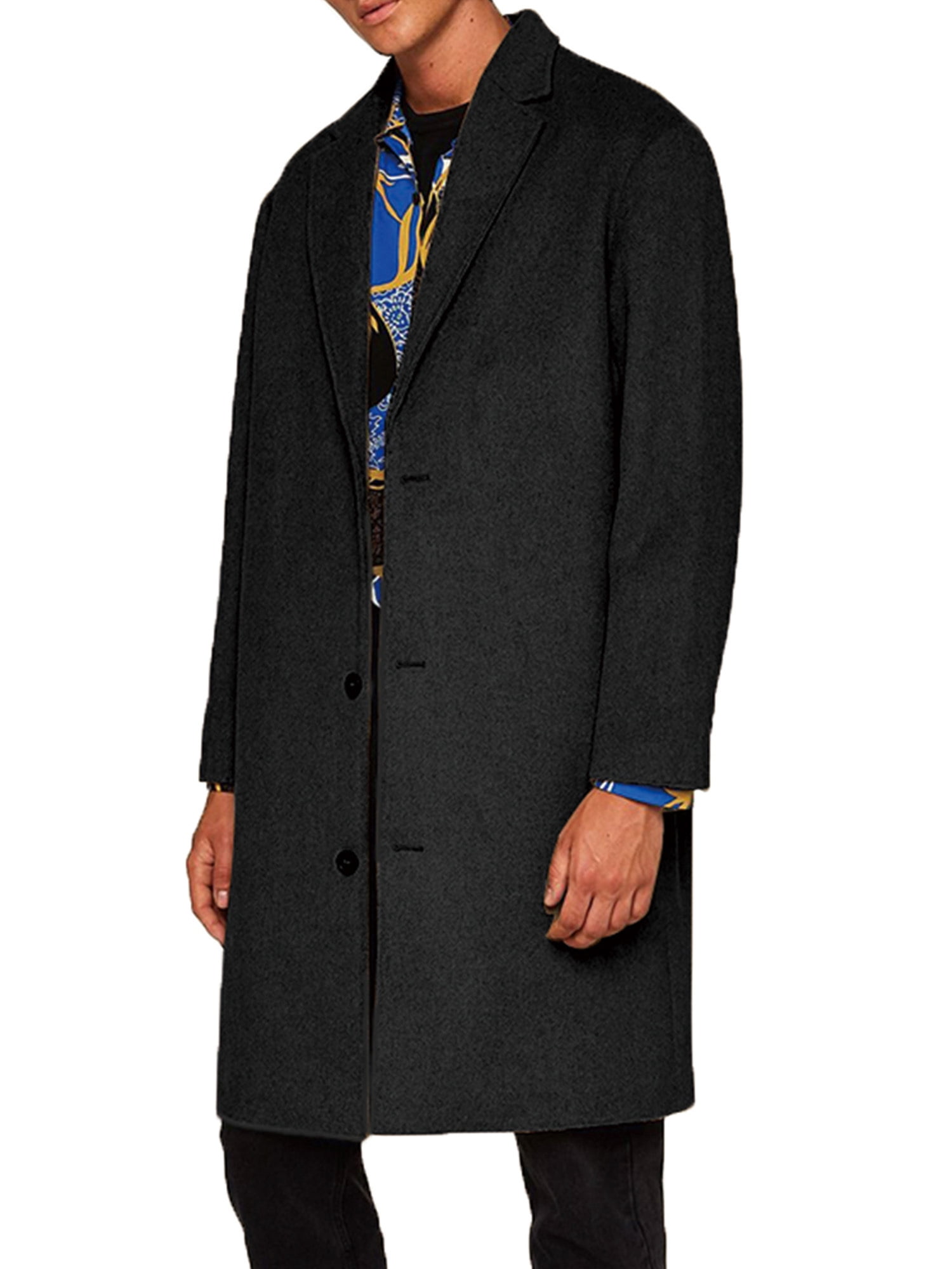 Buy ANYSENSE Mens Long Sleeve Blazer Trench Coat Knee Length Jacket
