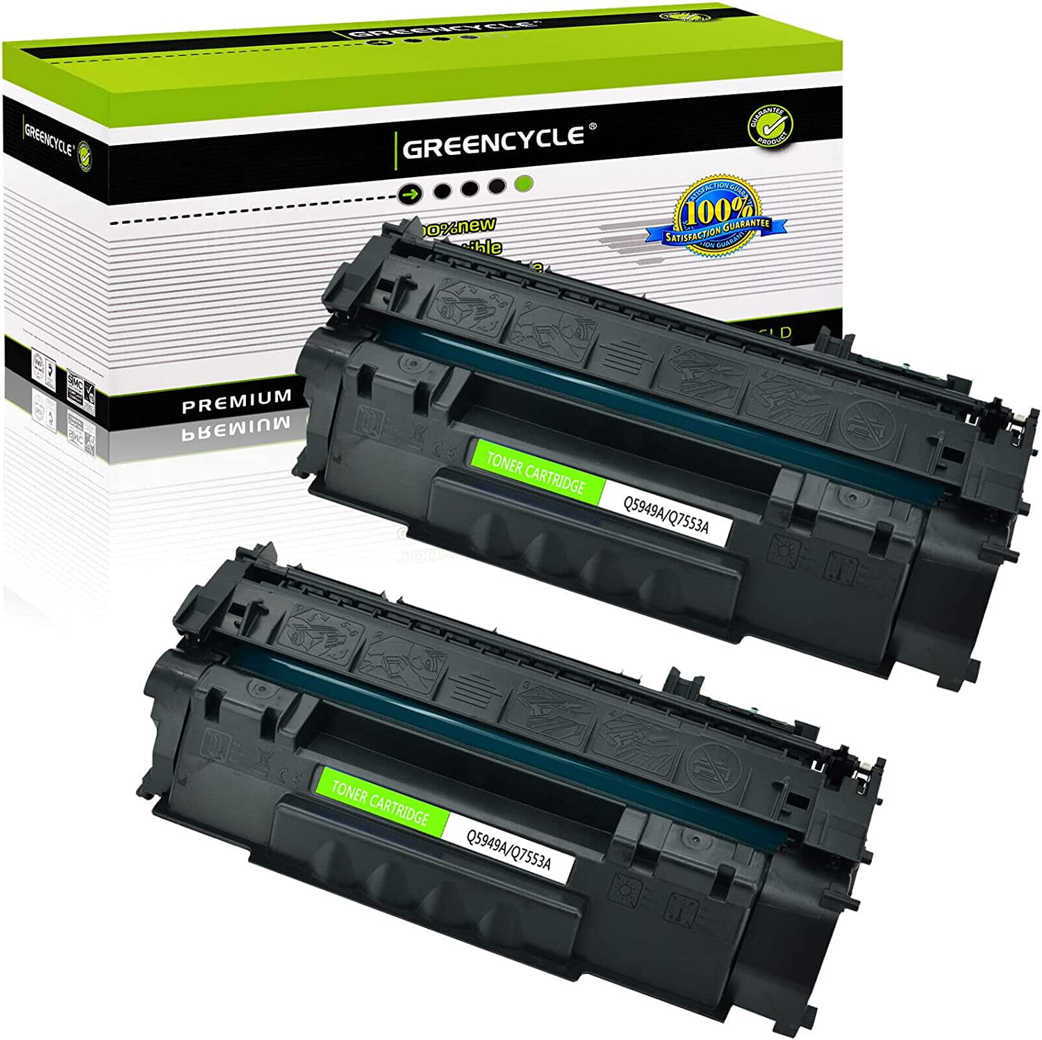 2 Pack Q5949A 49A Black Toner Cartridge Compatible for HP Laserjet 1320 Laser Printer -