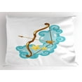 thumbnail image 1 of Zodiac Sagittarius Pillow Sham Astrology Themed Cartoon with Bow and Arrow on Clouds, Decorative Standard Size Printed Pillowcase, 26 X 20 Inches, Pale Blue Gold Pale Yellow, by Ambesonne, 1 of 2