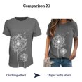 thumbnail image 2 of Femmes Col Rond Chemises Manches Courtes Pissenlit Simple Style Haut Été Respirant T-shirts Vêtements Unisexe Accessoire de Mode Gris Foncé L, 2 of 7