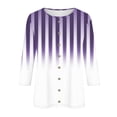 thumbnail image 6 of Tejiojio 2024 Fall Women's Fashion Printed Loose T-shirt 3/4 Sleeves Blouse Round Neck Buttons Tops Womens Petite Plus, 6 of 6