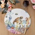 thumbnail image 3 of Brown Turtle Coastal Round 13 Inch Placemats Set of 2, Summer Beach Coral Seahorse Botanical HeatResistant Non Slip Place Mats for Dining Table, Wipeable Braided Kitchen Table Mats for Housewarming, 3 of 9