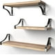 thumbnail image 1 of Whataatahia Juego de 3 estantes de pared, estante de pared de madera y metal, estantes de pared de almacenamiento de alambre de metal rústico, carga máxima 20 kg para sala de estar, dormitorio,, 1 of 5