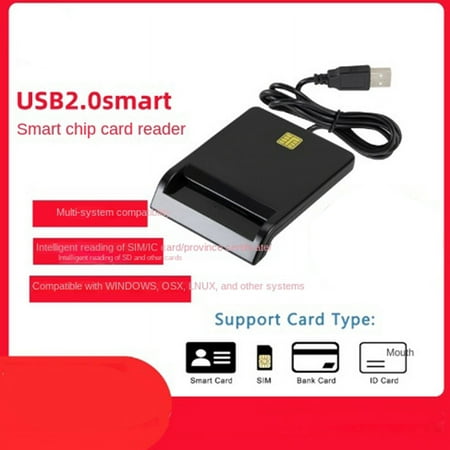Image of USB Smart Card Reader Atm Bank Tax Declaration Ic Card ID Card Smart Card Reader(Black)