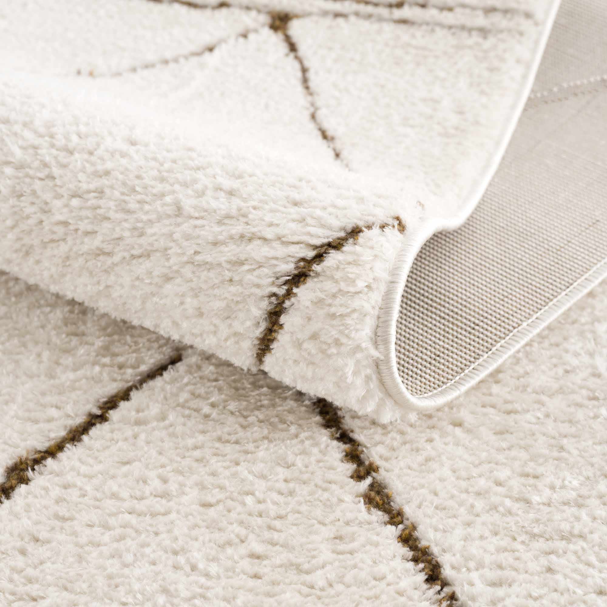 Hauteloom Mahsa Living Room, Bedroom Area Rug - Bohemian Farmhouse Moroccan Trellis - Cream, Brown - 8'10" x 12'