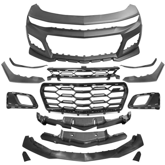 Ikon Motorsports Front Bumper Cover Compatible with 2019-2024 Chevy Camaro LS LT1 Unpainted ZL1 1LE Style Front Bumper Conversion Guard PP