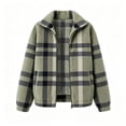 thumbnail image 6 of AnuYalue Womens Fleece Jacket Full Zip Plaid Winter Warm Coat Plush Long Sleeve, Ribbed cuffs, Cozy Outerwear with Pockets, 6 of 7