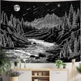 thumbnail image 4 of Gojian Black and White Tapestry Starry Night Mountain Tapestries for Bedroom Aesthetic Moon and Stars Tapastry's Wall Hanging Dark Nature Forest Wall Tapestry for Living Room Dorm, 4 of 6