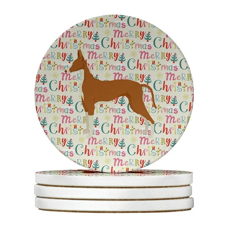 

Ibizan Hound Merry Christmas Large Sandstone Coasters Pack of 4 4 in x 4 in