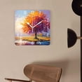 thumbnail image 4 of 16 Inch Wall Clock Battery Operated Square Clock Decorative for Office, Kitchen, Outdoor, Living Room，Oil Painting Landscape Colorful Tree Print, 4 of 4