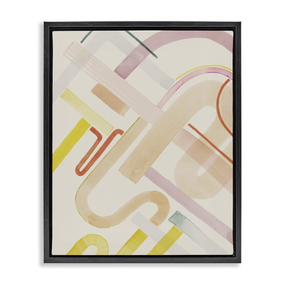Stupell Industries Eclectic Curved Forms Collage Black Floating Frame Canvas Art, 17 x 21, by Grace Popp