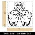 thumbnail image 2 of Elephant Couple Heart Trunks Love Anniversary Valentine's Day Self-Inking Rubber Stamp Ink Stamper - Blue Ink - Small 1 Inch, 2 of 7