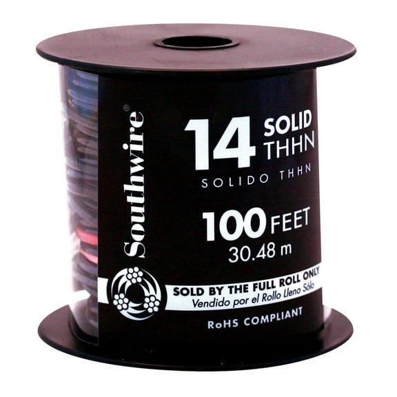 Southwire 11579084 100' 14 Gauge Black THHN��� Solid Wire