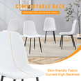 thumbnail image 5 of Lisonu Modern Dining Chairs Set of 4, White Linen-Cotton Upholstered Kitchen Chairs with Sturdy Black Metal Legs, Contemporary Side Chairs for Dining Room, 5 of 21