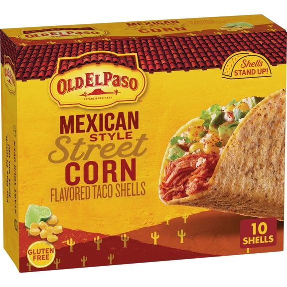 Old El Paso Stand 'N Stuff Taco Shells, Mexican Style Street Corn Flavored, 10 Ct, 5.4 oz