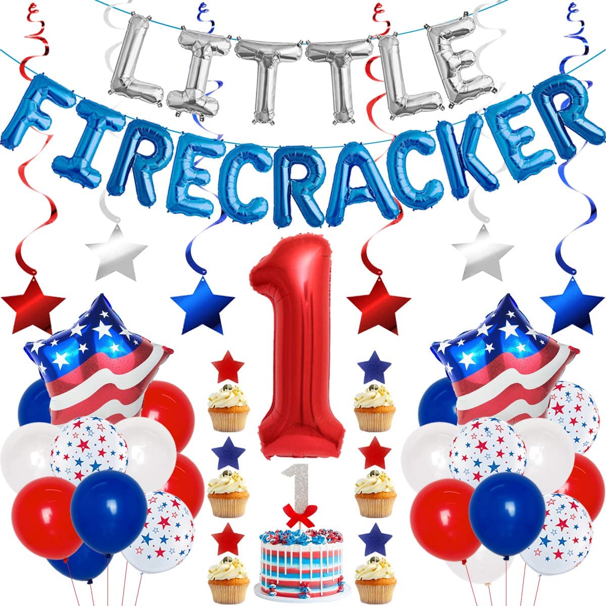 4th Of July 1st Birthday Decorations For Boy Girl Little Firecracker 4th Of July 1st Birthday Decorations For Boy Girl Little Firecracker