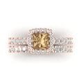 thumbnail image 2 of Clara Pucci 18K Rose Gold 1.56 Simulated Champagne Engraveable Engagement Ring + Wedding Band Set, 2 of 7