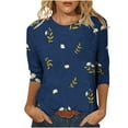 thumbnail image 2 of Amidoa Tops for Teen Girls Blue Long Sleeve Graphic Print Crew Neck Tops Shirts for Teens L, 2 of 5