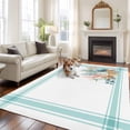 thumbnail image 3 of Marine Life Washable Living Room Rugs 5'x8', Starfish Shell Coral Green Striped Eucalyptus Leaves Low Pile Throw Large Area Rug Non-Slip Sturdy Edge Binding Carpet for Living Room Kitchen Office, 3 of 9