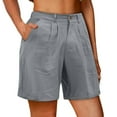 thumbnail image 2 of XIYON Shorts For Women Casual Solid Color Cargo Shorts Zipper Button Pockets Pleated Vacation Going Out, 2 of 6