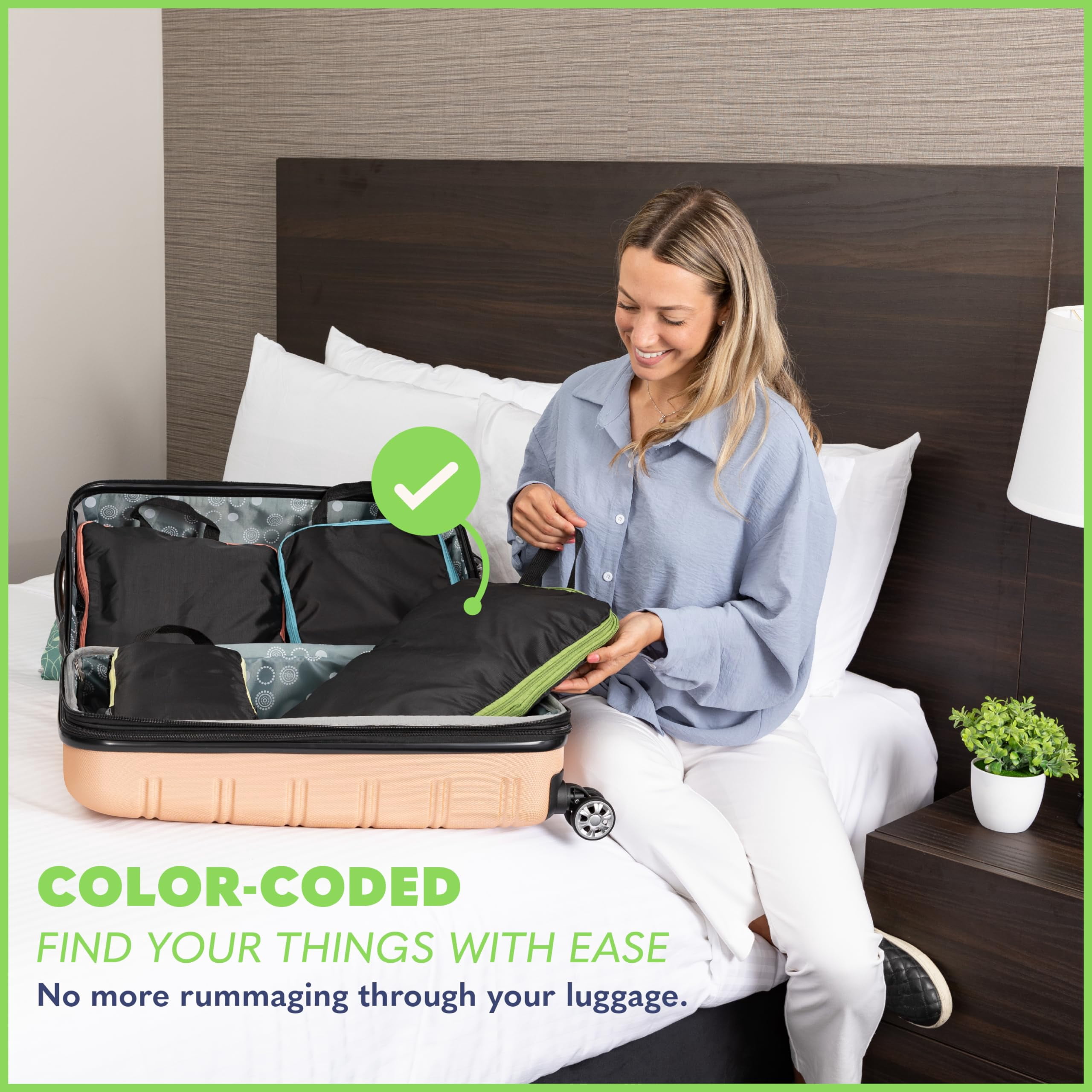 BLISSFORD Compression Packing Cubes for Travel Packing Cubes for Organizing Suitcases and Luggage