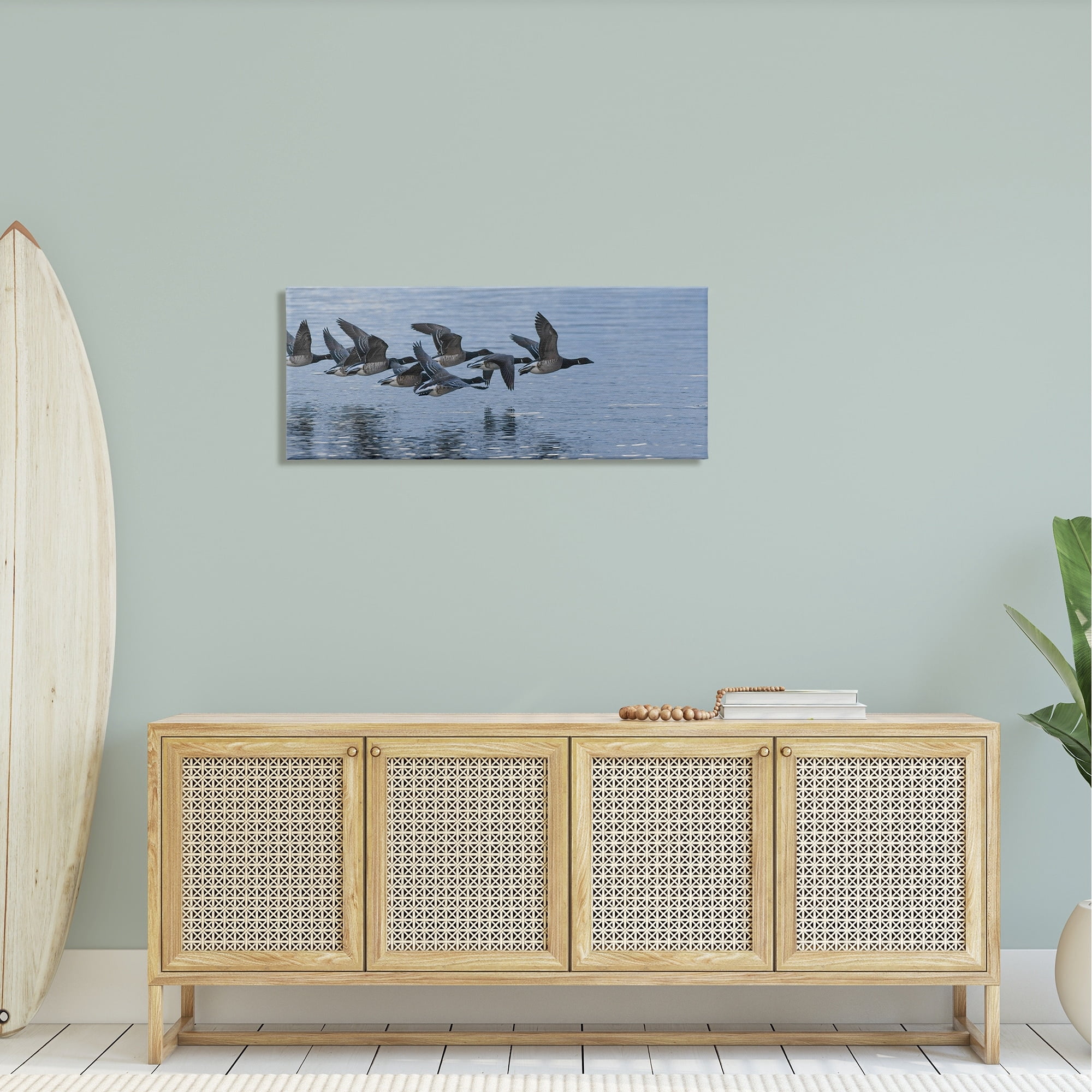 Stupell Industries Flying Geese Wings Flapping Calm Ocean Water Canvas Wall Art, 40 x 17, Design by Amy Brinkman