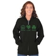 thumbnail image 5 of Peace Love Irish St Pattys Day Clover Zip Hoodie Sweatshirt Women Brisco Brands M, 5 of 6