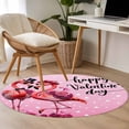 thumbnail image 4 of Round Rug 4Ft Washable Non-Slip, Valentine's Day Circle Area Rugs for Living Room Bedroom, Flamingos Roses Love Romance Ombre Pink Indoor Floor Mats Carpet Runner for Home Decor Aesthetic, 4 of 8