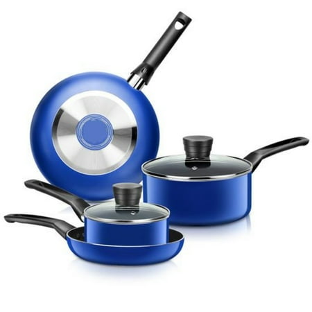 

Kitchenware Pots & Pans Basic Kitchen Cookware Black Non-Stick Coating Inside Heat Resistant Lacquer (6-Piece Set) One Size Blue