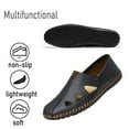 thumbnail image 4 of Mens Genuine Leather Loafers Soft Sole Non-slip Driving Shoes Soft Lightweight Walking Shoes Fashion Casual Shoes Blue 9.5 US, 4 of 7